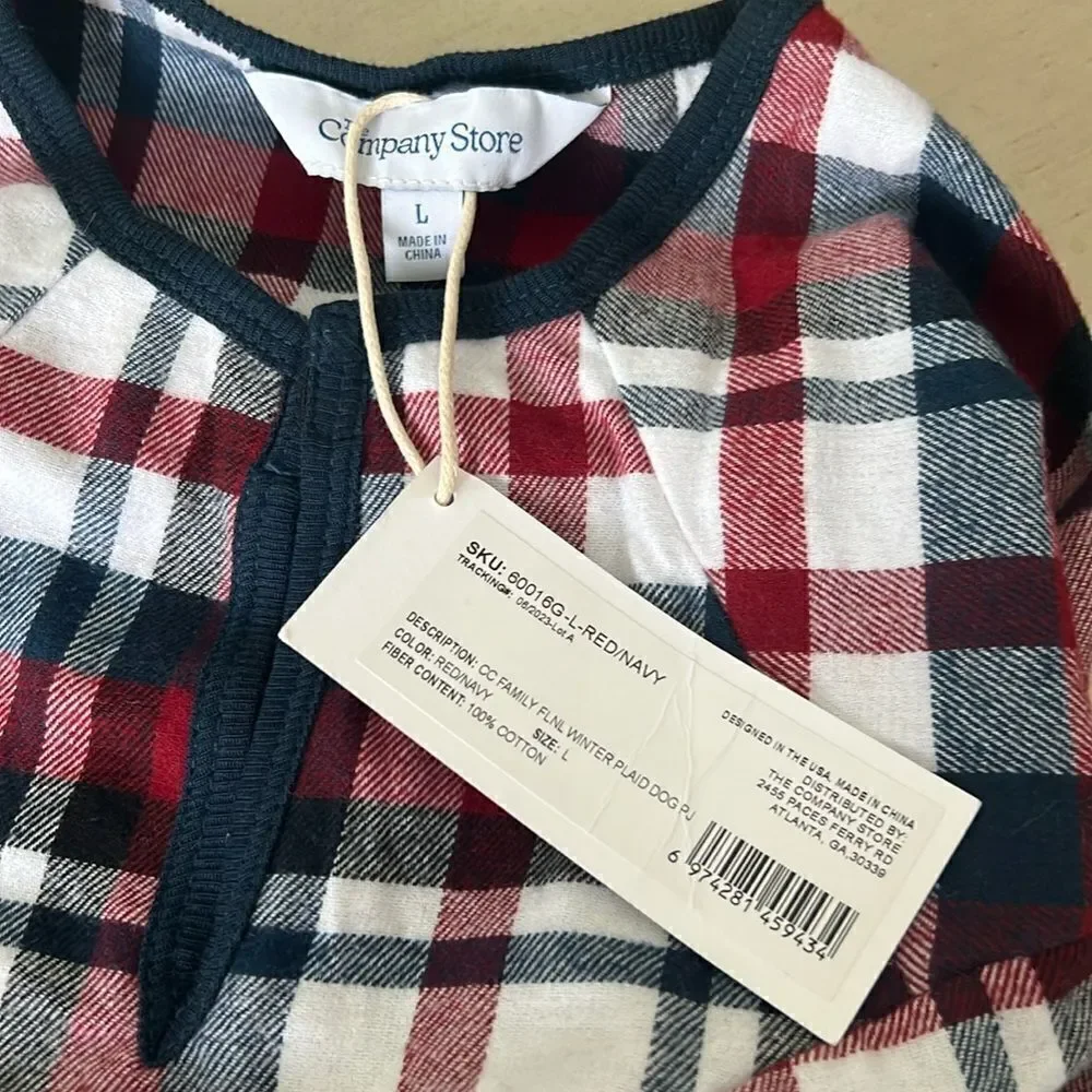 The Company Store Large, XL Flannel Plaid Red/Navy Dog Pajamas